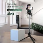 3in1 Monopod Tripod Selfie Stick Stand Q07 XT-10 w LED Light Wireless Tripod Bluetooth Mobile Phone Stand Holder 手机直播支架 hanya RM4.90 di Shopee