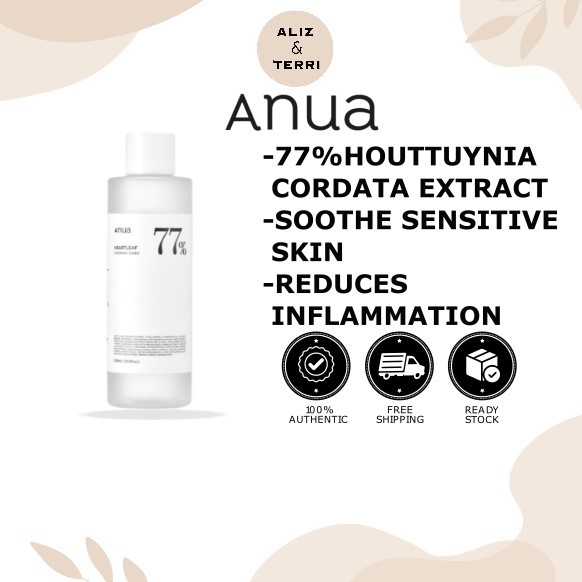 ANUA Heartleaf 77% Soothing Toner  (40ml / 250ml) hanya RM18.90 di Shopee