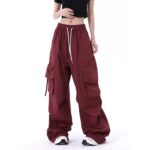 American vintage men cargo pants loose casual large pocket pants simple plain wide leg cargo pants unisex hanya RM9.79 di Shopee