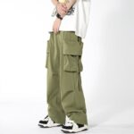 American vintage men cargo pants loose casual large pocket pants simple plain wide leg cargo pants unisex hanya RM9.79 di Shopee