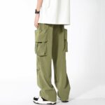 American vintage men cargo pants loose casual large pocket pants simple plain wide leg cargo pants unisex hanya RM9.79 di Shopee