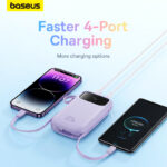 Baseus Power Bank 20000mAh PD 22.5W 20W Fast Charging Powerbank Built in Dual-Cable Portable Charger Digital Display For Phone hanya RM99.90 di Shopee