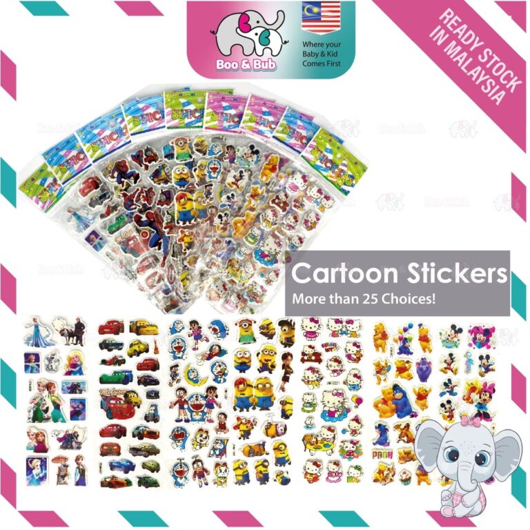 Boo&Bub 1pc 3D Cartoon Bubble Sticker for Kids (Stiker Kanak Kanak) hanya RM0.25 di Shopee