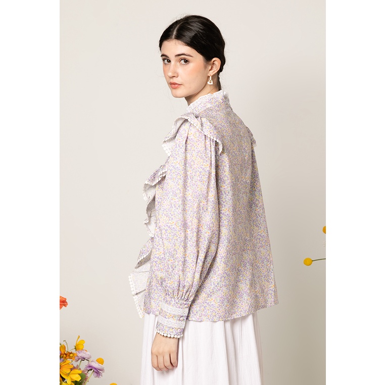 Lubna - Floral Printed Frills Top hanya RM106.80 di Shopee