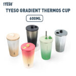 Original Tyeso Gradient Vacuum Insulated Bottle Tumbler With Straw Portable Stainless Steel Sport Water Bottle 600ml hanya RM29.90 di Shopee