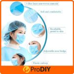 PRODIY 50pcs 3-PLY Disposable Earloop Face Mask Flu Protection Pollution Dust Haze Germs Pollen 3ply Topeng Muka 耳挂式口罩 hanya RM4.17 di Shopee