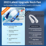 Portable Hanging Neck Fan Hands Usb Rechargeable Digital Display Leafless Fan Portable Outdoor Summer kipas Leher hanya RM19.90 di Shopee