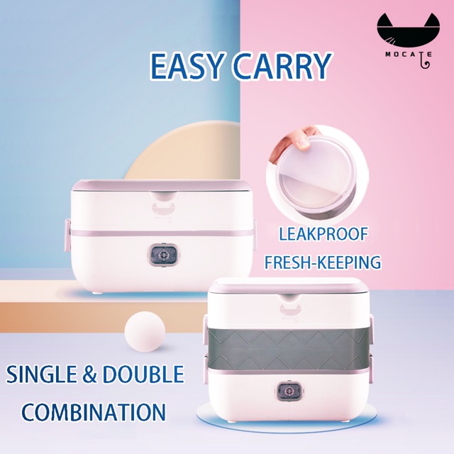 READY STOCK  Portable Electric Lunch Box Heating Double