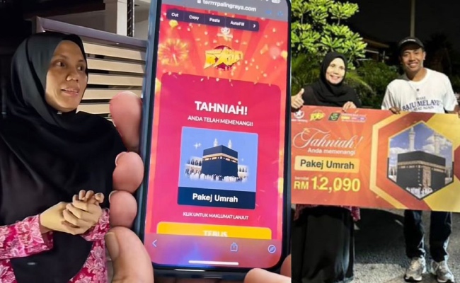 Rezeki Ibu Tunggal Menang Hadiah Umrah dalam Baju Melayu Bulan Bintang – Video