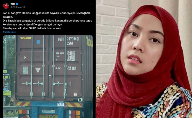 Shila Amzah Laporkan Pemandu Lori Kepada SPAD Kerana Memandu Secara Merbahaya