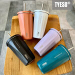 【Local Delivery】Original Tyeso Coffee Mug Vacuum Insulated Bottle Tumbler with Straw Stainless Steel Water Bottle 600ML hanya RM29.80 di Shopee