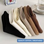 【READY STOCK】Women's Solid Color Tube Cotton Sock 1 Pair Students Casual Pile Stockings Crew Socks Stoking Muslimah女袜子 hanya RM0.99 di Shopee