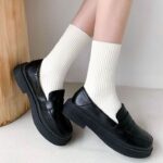 【READY STOCK】Women's Solid Color Tube Cotton Sock 1 Pair Students Casual Pile Stockings Crew Socks Stoking Muslimah女袜子 hanya RM0.99 di Shopee